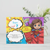 Pop Art Comic Superhero Supergirl Verjaardag Kaart (Staand voorkant)