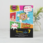 Pop art comic verjaardag kaart (Staand voorkant)