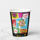 Pop art comic verjaardag papieren bekers (Achterkant)