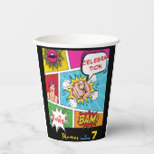 Pop art comic verjaardag papieren bekers (Voorkant)