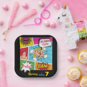 Pop art comic verjaardag papieren bordje (Feest)