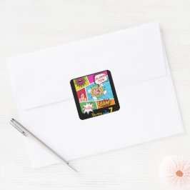 Pop art comic verjaardag vierkante sticker