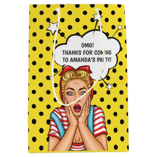 Pop Art Comic Verjaardagsfeest Medium Cadeauzakje (Voorkant)