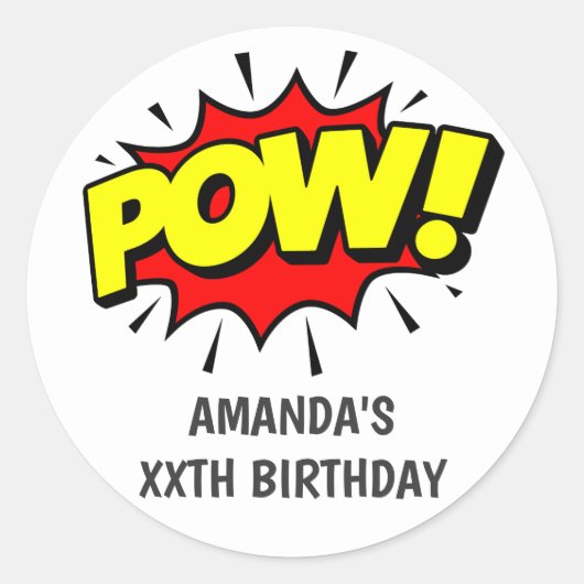 Pop Art Comic Verjaardagsfeest Ronde Sticker (Voorkant)