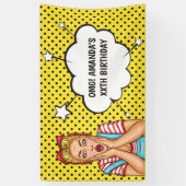 Pop Art Comic Verjaardagsfeest Spandoek (Verticaal)