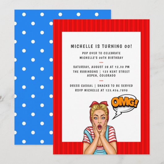 Pop Art Comic Verjaardagsfeest Uitnodiging (Voorkant / Achterkant)