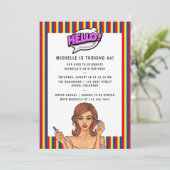 Pop Art Comic Verjaardagsfeest Uitnodiging (Staand voorkant)