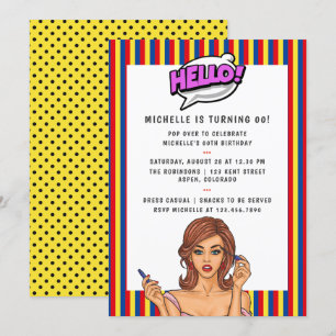 Pop Art Comic Verjaardagsfeest Uitnodiging