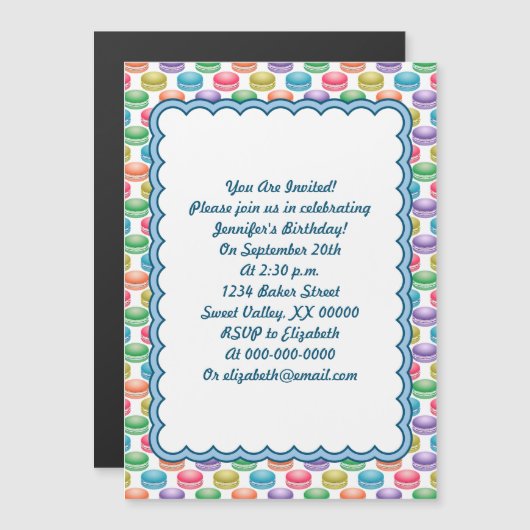 Pop Art Cookies Colorful Macarons Magnetische Uitnodiging (Voorkant / Achterkant)