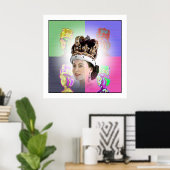 Pop Art coronation voor Elizabeth II Poster (Thuiskantoor)