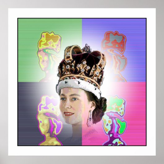 Pop Art coronation voor Elizabeth II Poster (Voorkant)