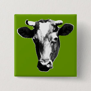 Pop Art Cow Vierkante Button 5,1 Cm