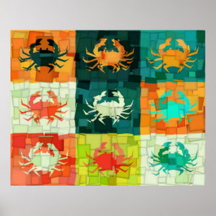Pop Art Crab Cubism Poster