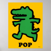 Pop Art Crocodile – Groen op geel silhouet Poster (Voorkant)