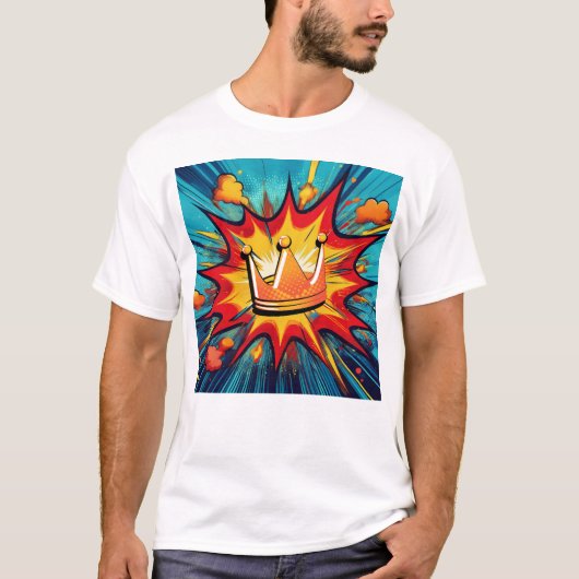 Pop Art Crown met explosief stripontwerp T-shirt (Voorkant)