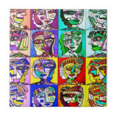 Pop Art Cubist Women Tegeltje (Voorkant)