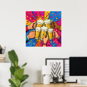 Pop Art Cultuur Bier Toast Poster (Thuiskantoor)