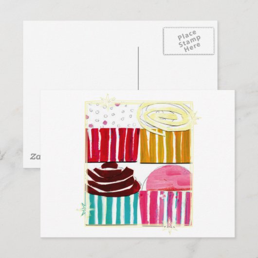 Pop Art Cupcakes Briefkaart (Voorkant / Achterkant)