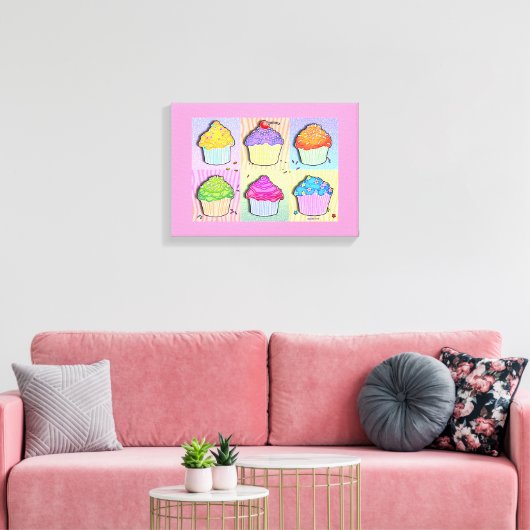 POP ART CUPCAKES Gallery Wrapped Canvas (Insitu (Woonkamer))