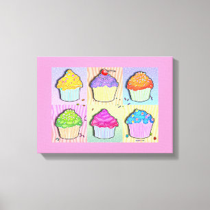 POP ART CUPCAKES Gallery Wrapped Canvas Afdruk