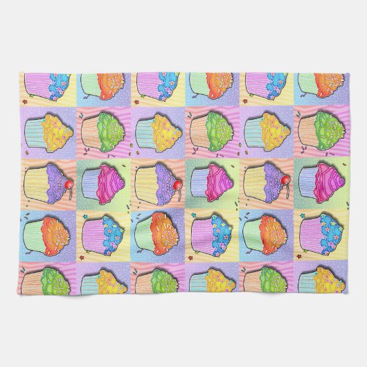 Pop Art CUPCAKES Kitchen TOWEL Theedoek (Horizontaal)