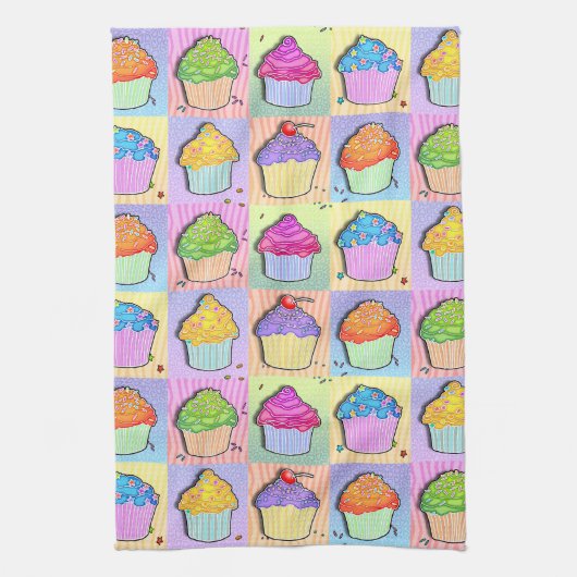 Pop Art CUPCAKES Kitchen TOWEL Theedoek (Verticaal)