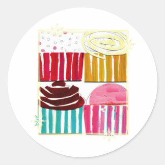 Pop Art Cupcakes Ronde Sticker