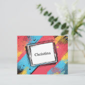 Pop Art Custom Name Design: levendige en gedurfde Briefkaart (Staand voorkant)