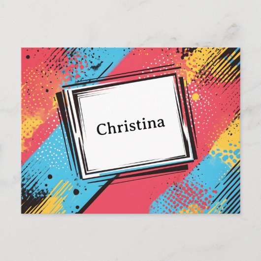 Pop Art Custom Name Design: levendige en gedurfde Briefkaart (Voorkant)
