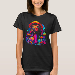 Pop Art Dachshund Hond Psychedelische Paddenstoel T-shirt