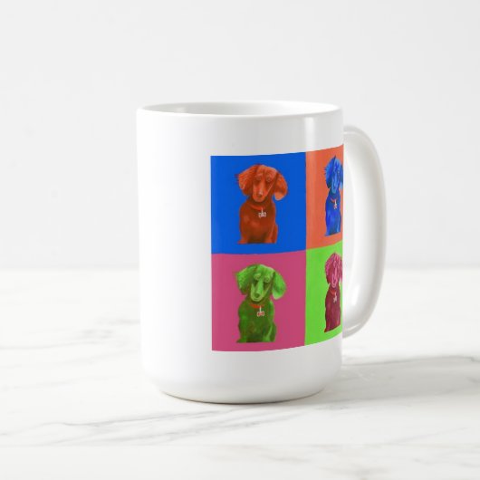 Pop Art Dachshund Koffiemok (Voorkant rechts)