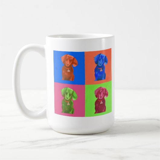 Pop Art Dachshund Koffiemok (Links)