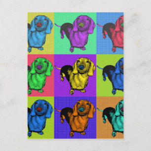 Pop Art Dachsund Doxie-panelen met meerdere kleure Briefkaart