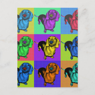 Pop Art Dachsund Doxie-panelen met meerdere kleure Briefkaart