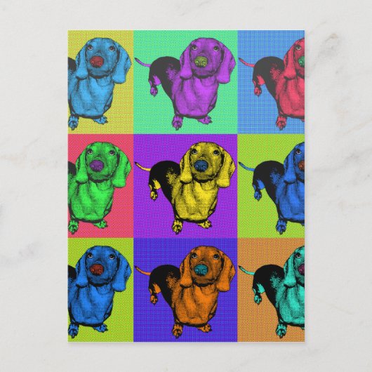 Pop Art Dachsund Doxie-panelen met meerdere kleure Briefkaart (Voorkant)