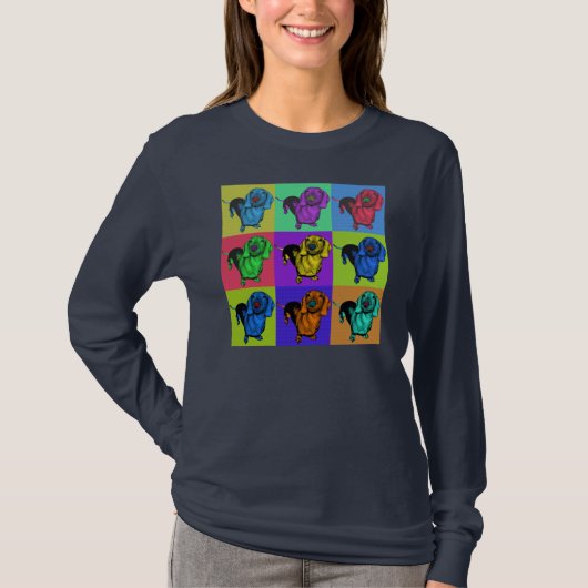 Pop Art Dachsund Doxie-panelen met meerdere kleure T-shirt (Voorkant)