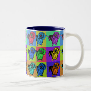 Pop Art Dachsund Doxie-panelen met meerdere kleure Tweekleurige Koffiemok