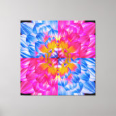 Pop Art Dahlia Flower Grid – Vibrant Pink and Blue Canvas Afdruk (Voorkant)