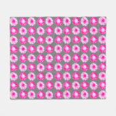 Pop Art Daisies - Fuchsia Pink en Grey Fleece Deken (Voorkant (Horizontaal))