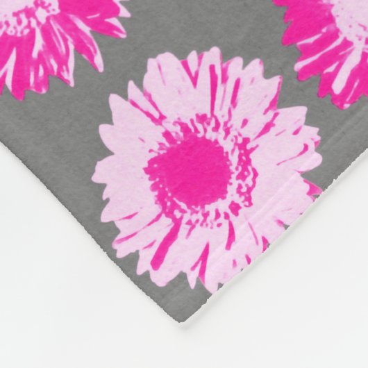 Pop Art Daisies - Fuchsia Pink en Grey Fleece Deken (Hoek)