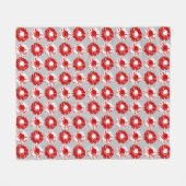 Pop Art Daisies - Rood, wit en grijs Fleece Deken (Voorkant (Horizontaal))