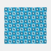 Pop Art Daisies - Shades of Denim Blue Fleece Deken (Voorkant (Horizontaal))
