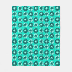Pop Art Daisies - Turquoise, Aqua en Blauwgroen Fleece Deken