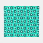 Pop Art Daisies - Turquoise, Aqua en Blauwgroen Fleece Deken (Voorkant (Horizontaal))