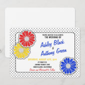 Pop Art Daisy Polka Dot Casual huwelijksuitnodigin Kaart (Voorkant / Achterkant)