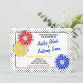 Pop Art Daisy Polka Dot Casual huwelijksuitnodigin Kaart (Staand voorkant)