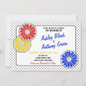 Pop Art Daisy Polka Dot Casual huwelijksuitnodigin Kaart (Voorkant)