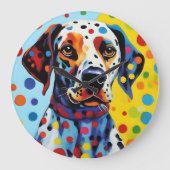 Pop Art Dalmatische Hond Grote Klok (Voorkant)