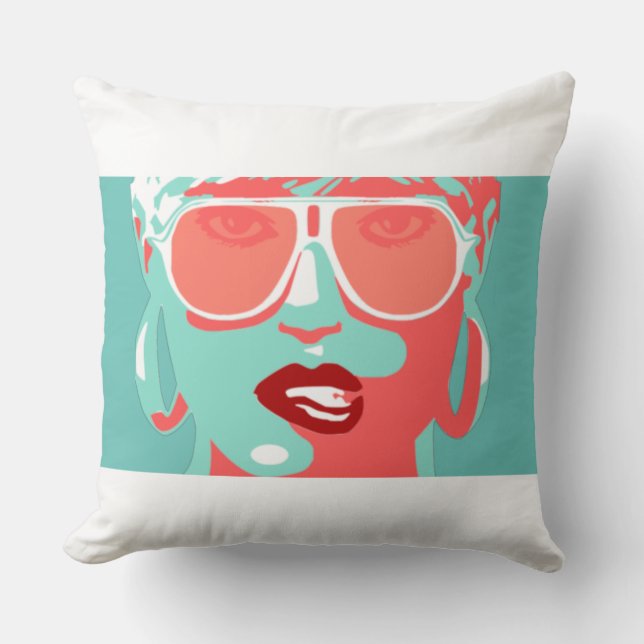 Pop Art  dameszonnebril Rode lipstick Kussen (Voorkant)