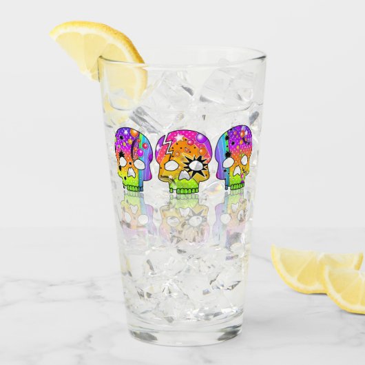 Pop Art Day of the Dead Skulls Glas (Voorkant ijs)